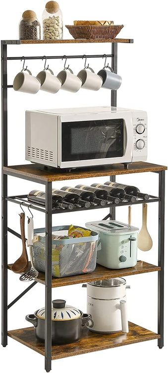 AT-VALY 5-stöckiges Bäckerregal – 60 X 40 X 159 Cm, Freistehend – Aus Eisen & MDF Für Küche Oder Lager