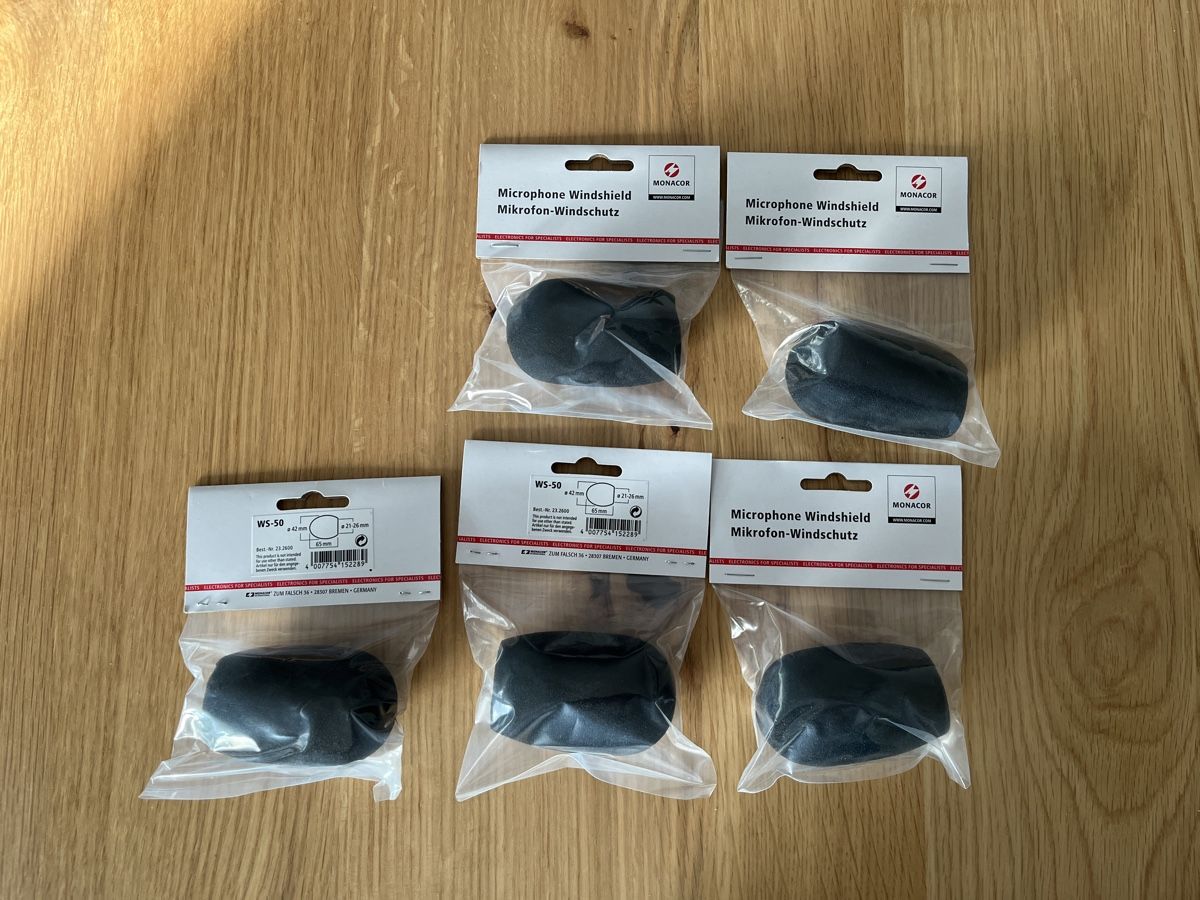 Mikrofone: 5 x Microphone Windshield Monacor WS-50 New – Neu und originalverpackt aus Mellingen von Guilhermefurlan