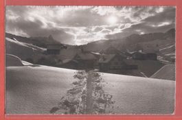 Oberiberg am Abend - Skispuren im Tiefschnee - 1952