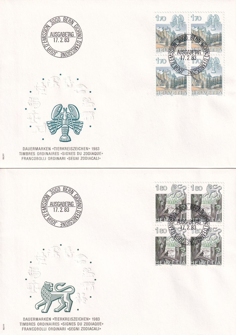 Alle Briefmarken: Lot 5 Briefe FDC 4er Block  1983 – Gebraucht aus Rossa von becky05