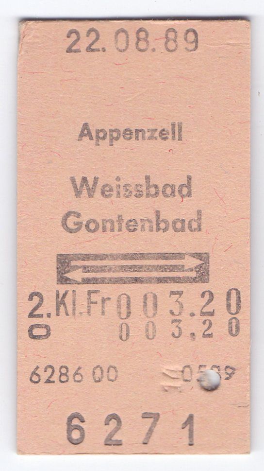 Biglietti: Billette Appenzell - Weissbad - Gontenbad – Usato da Langenthal venduto da Sammlungs_aus