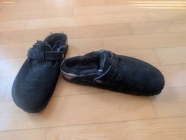 Black Suede Birkenstock Boston Shearling EU 36 - Cozy!