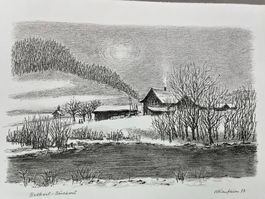 WILLI KAUFEISEN LITHOGRAPHIE SIGNIERT BETTSWIL BÄRETSWIL