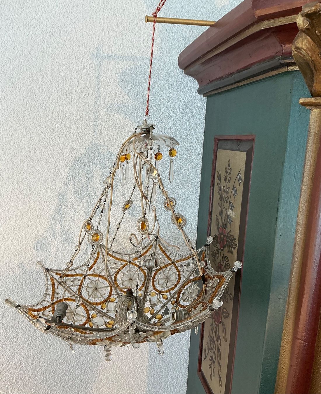 Lampadari & plafoniere: Antike Deckenlampe Murano - Blumen dreifarbig – Usato da Naters venduto da seidengut