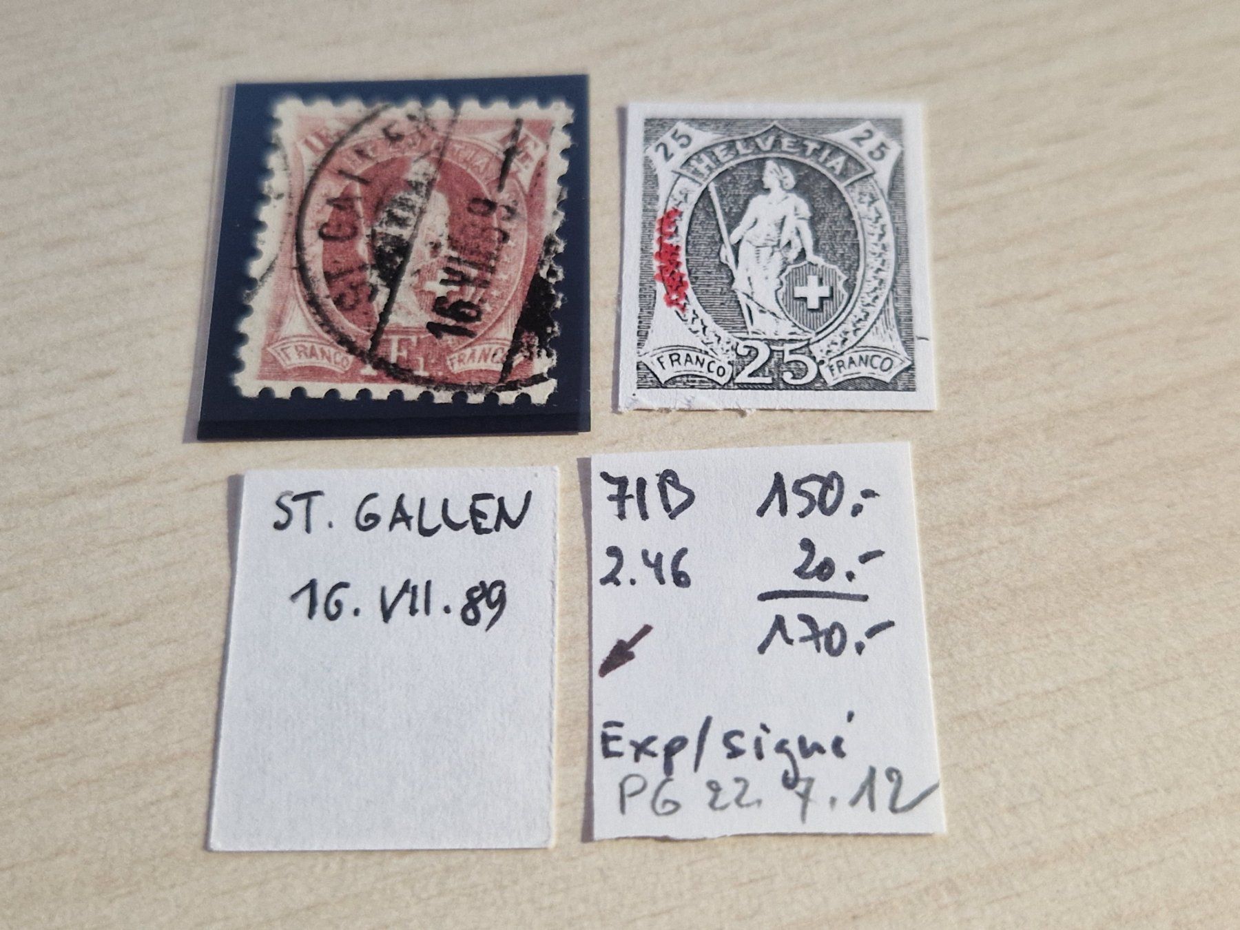 Alle Briefmarken: Stehende 71B.2.46, signiert, Top, ab 1.- – Gebraucht aus Burgdorf von Glossy01
