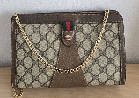Gucci Vintage Clutch/Crossbody Tasche Leder Braun    