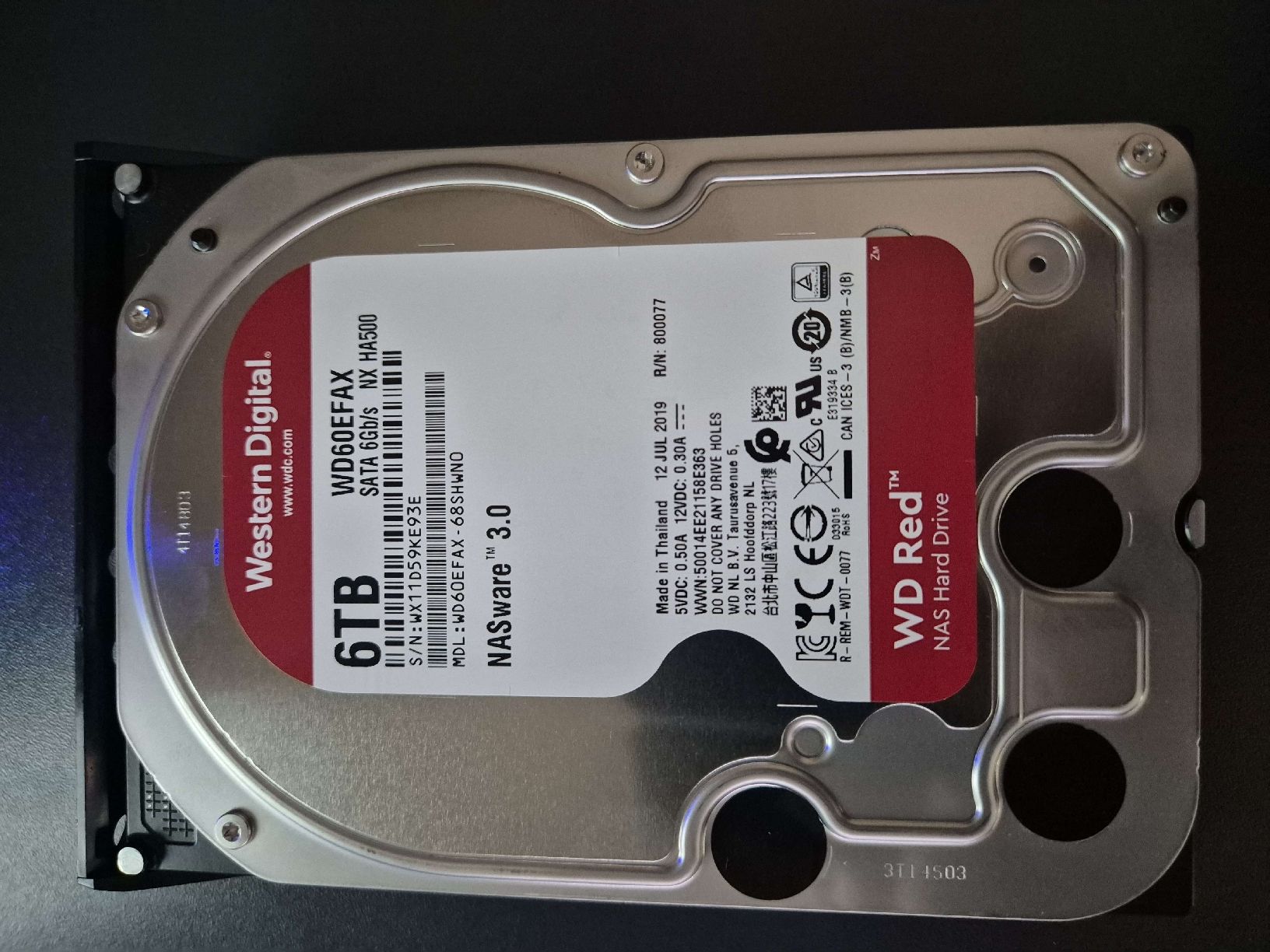 Western Digital Dischi rigidi: WD 6TB NAS Hard Drive WD60EFAX – Usato da Bettlach venduto da patrice2