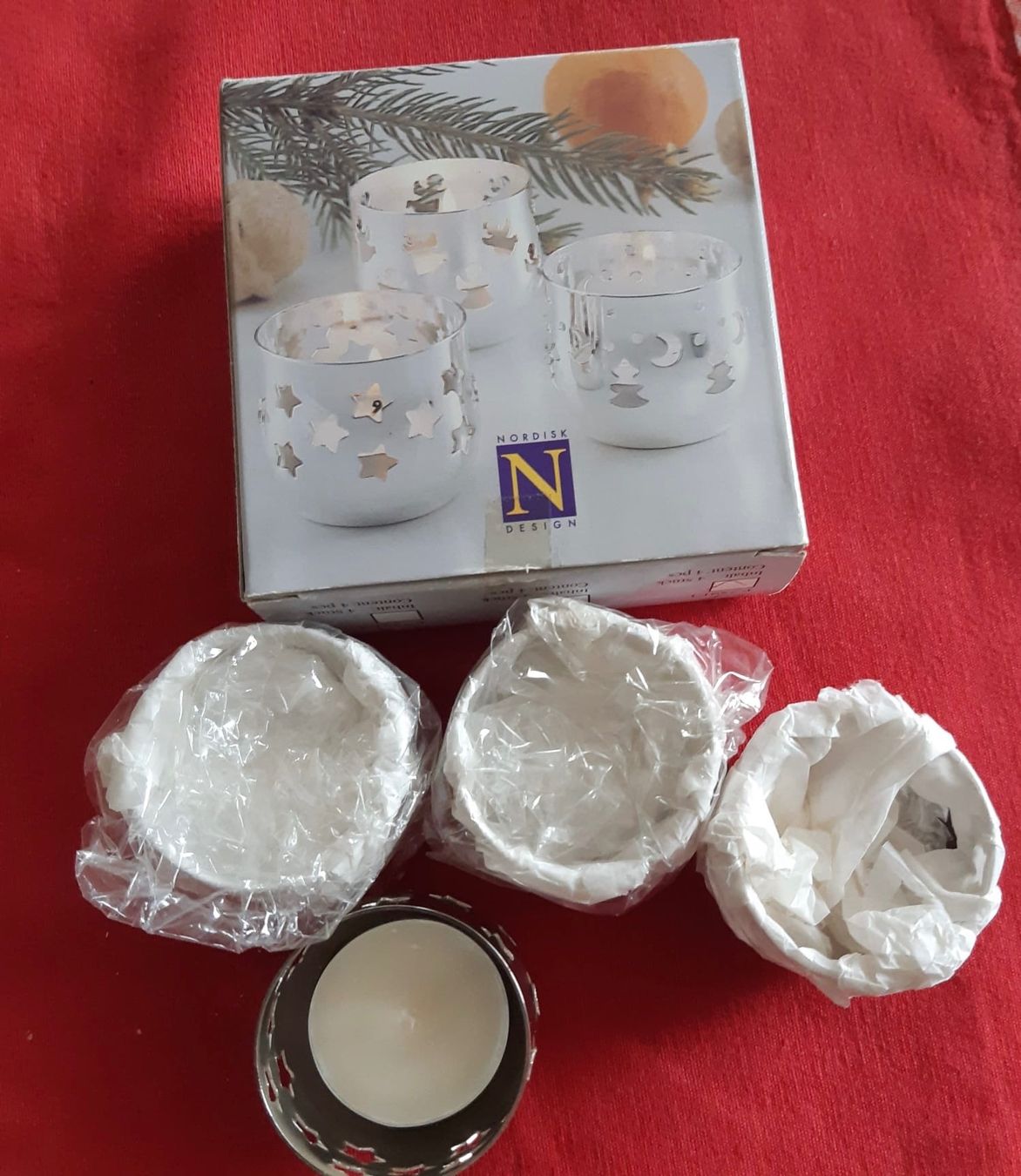 Portacandele: 4  Teelichter versilbert NEU – Nuovo e nell'imballaggio originale da Luzern venduto da Sontru 1