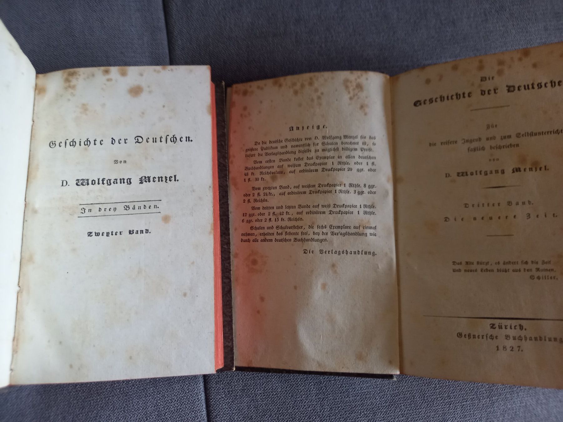 Libri: 2  Bücher Geschichte der Deutschen   Menzel – Usato da Nesslau venduto da Jakobi01 2