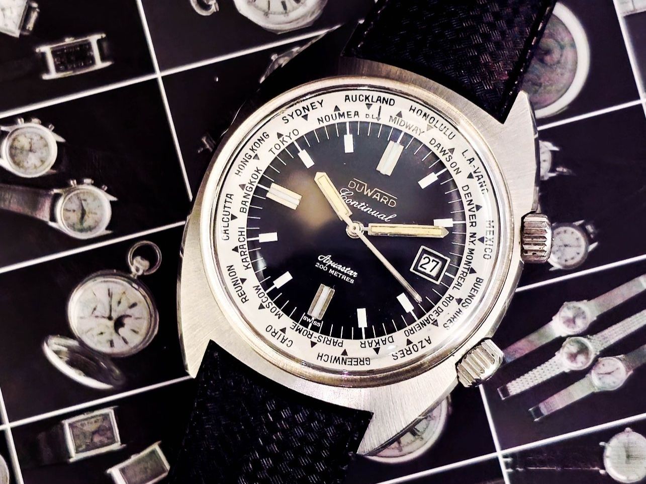 Aquastar Orologi: Duward Aquastar World Hour Dial Uomo 1970 – Usato da Lugano venduto da R.Riccardo
