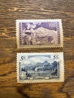 Deux timbres Helvetia 5fr et 10fr état d'usage correct