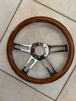 Holzlenkrad mit Chrom Rückteil   35 cm
