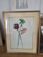 Blumen Aquarell im Goldrahmen, Vintage Stil, Top!