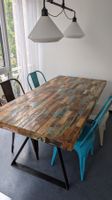 Massivholztisch 180x90 - Altholz lackiert bunt