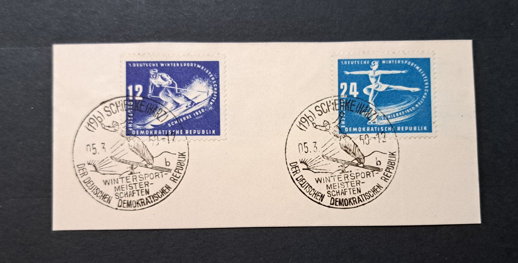 Alle Briefmarken: DDR 1950 Wintersportmeisterschaften Spezialstempel – Gebraucht aus Unterägeri von PhilatelieStudiger