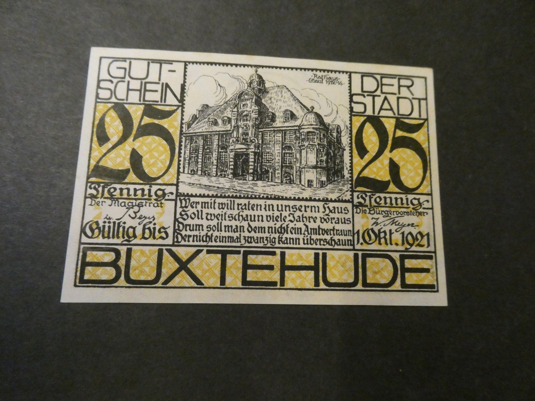 Billets de banque: Dt. Reich,  Buxtehude - Notgeldschein – D'occasion à Hinterforst par Rohusri
