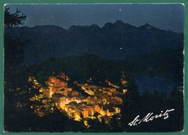 St. Moritz bei Nacht, ungelaufen, Grossformat, ca. 1965