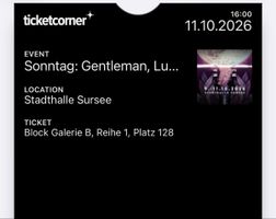 Ticket Gentleman Stadthalle Sursee 11.10.2026 Platz 128