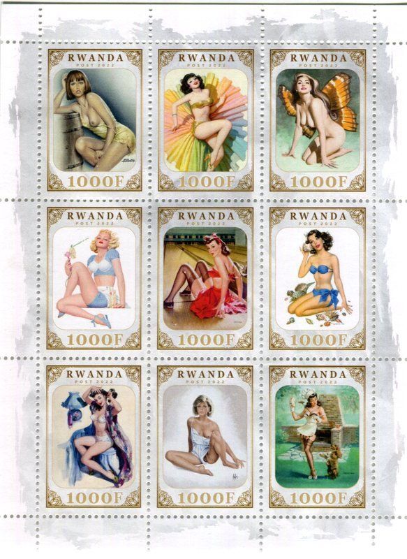 Tous les timbres: Block "Pin-up". Ruanda – Neuf avec emballage d'origine à Basel par Butsch5