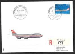 Flugpost R-FDC F47 Pro Aero ET Zürich 58 Flughafen 17.2.1972