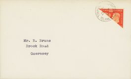 1940: Guernsey 2P. rotorange, offiziell zugelass. Halbierung