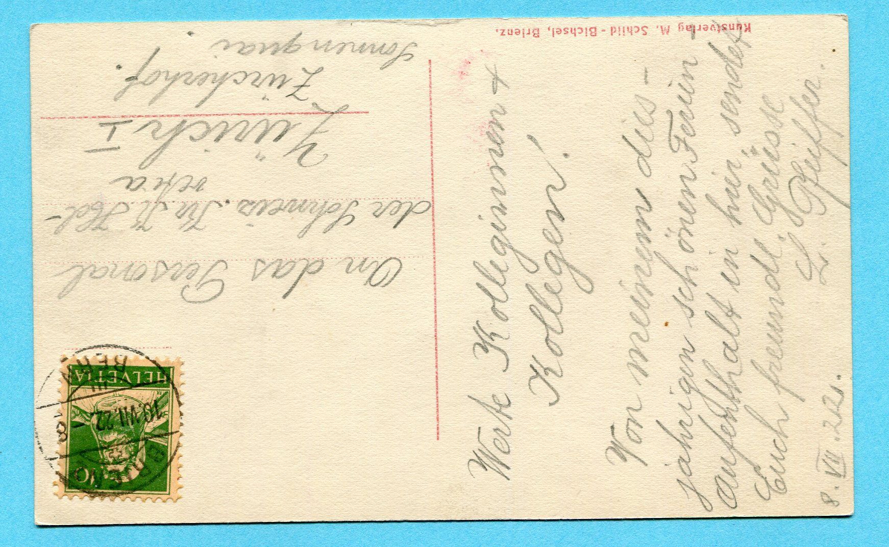 Cartoline postali: Schweibenalp 1922 – Usato da Opfikon venduto da cleocat-vb 1
