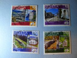 2008 Pro Patria Kulturwege B300-B303 ET Vollstempel
