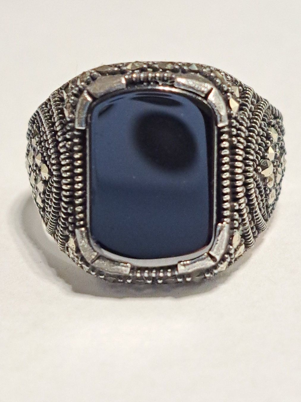 Ringe: 0033 - Bague en argent, Onyx, taille 59 – Neu und originalverpackt aus Neuchâtel von NIDAVELIR 1
