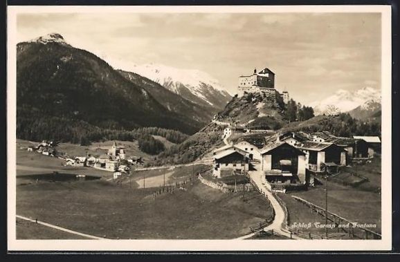 Cartoline postali: AK Fontana, Panorama mit Schloss Tarasp – Usato da Berlin venduto da bartko-reher