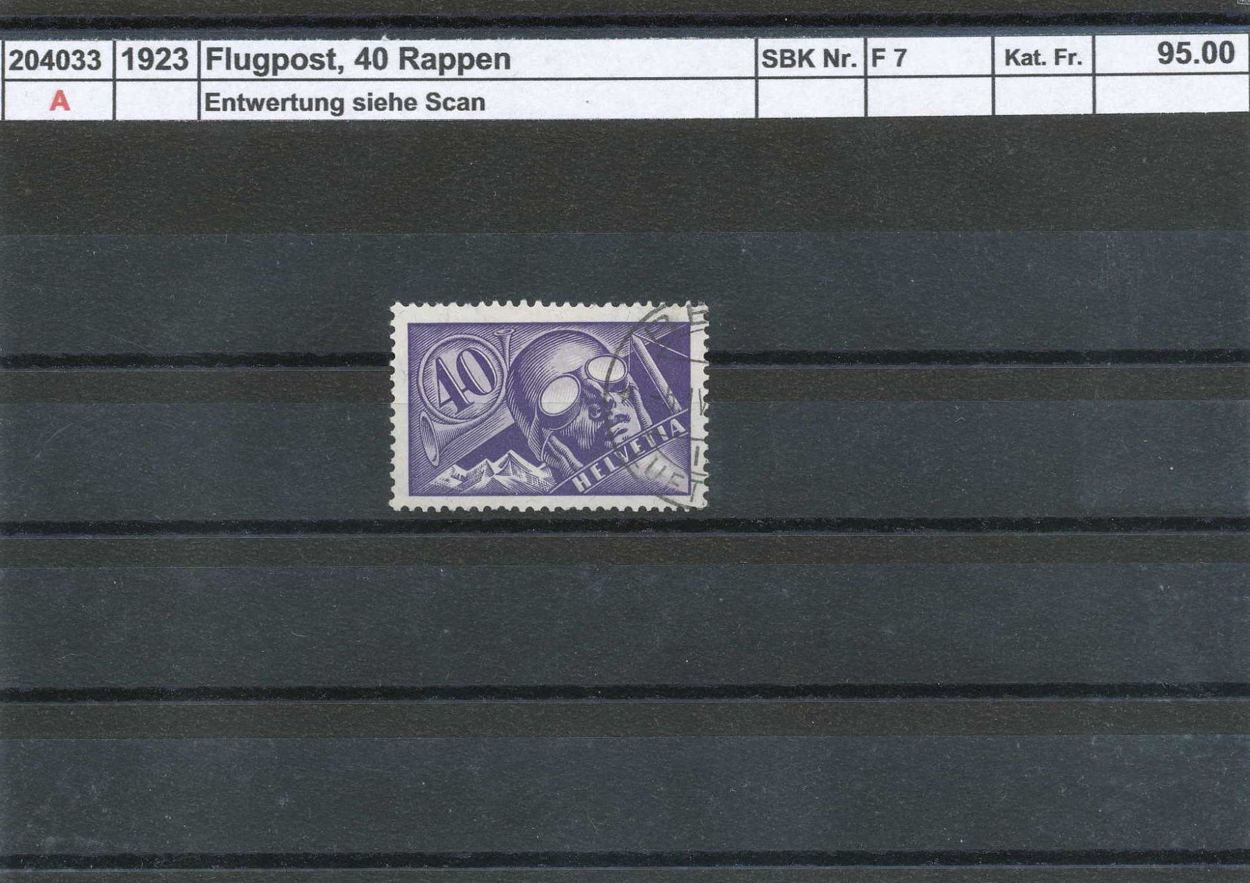 Tutti i francobolli: 1923 Flugpost - 40 Rp., gestempelt – Usato da Winterthur venduto da Zupogeru