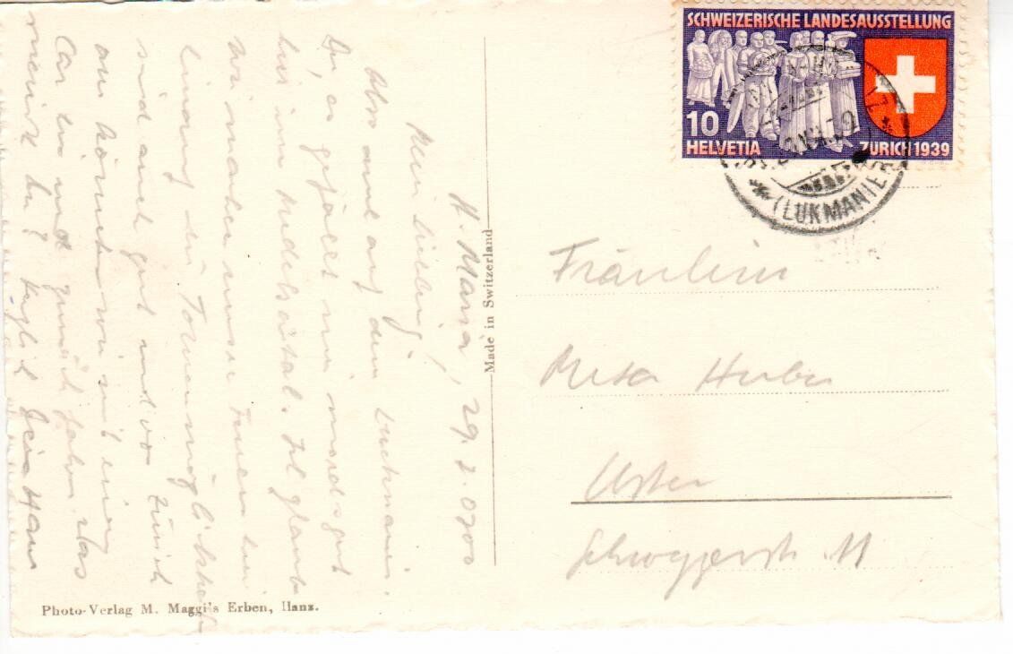 Cartoline postali: Sta. Maria Hospiz 1939 – Usato da Wolhusen venduto da Curver9 1