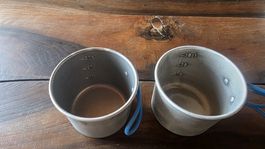 2x Camping Becher Aluminium mit Messskala 30cl gebraucht