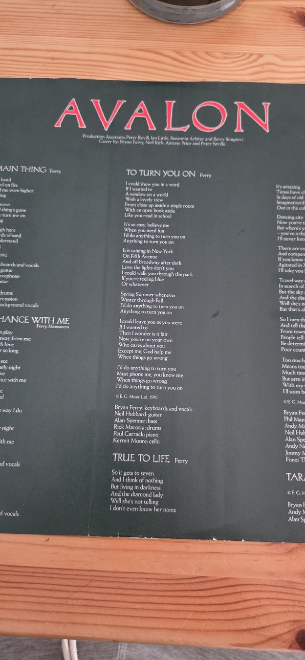 Dischi in vinile: Roxy Music - Avalon (1982)  Near Mint – Usato da Yvonand venduto da RF-VINYL 6