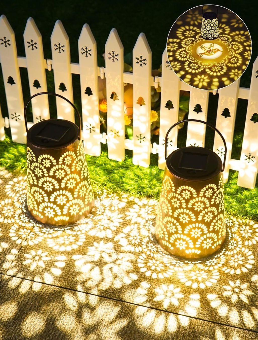 Lanterne: 2x Solar Gartenlaternen mit Musterlicht – Nuovo e nell'imballaggio originale da Nuglar venduto da SaleRitter