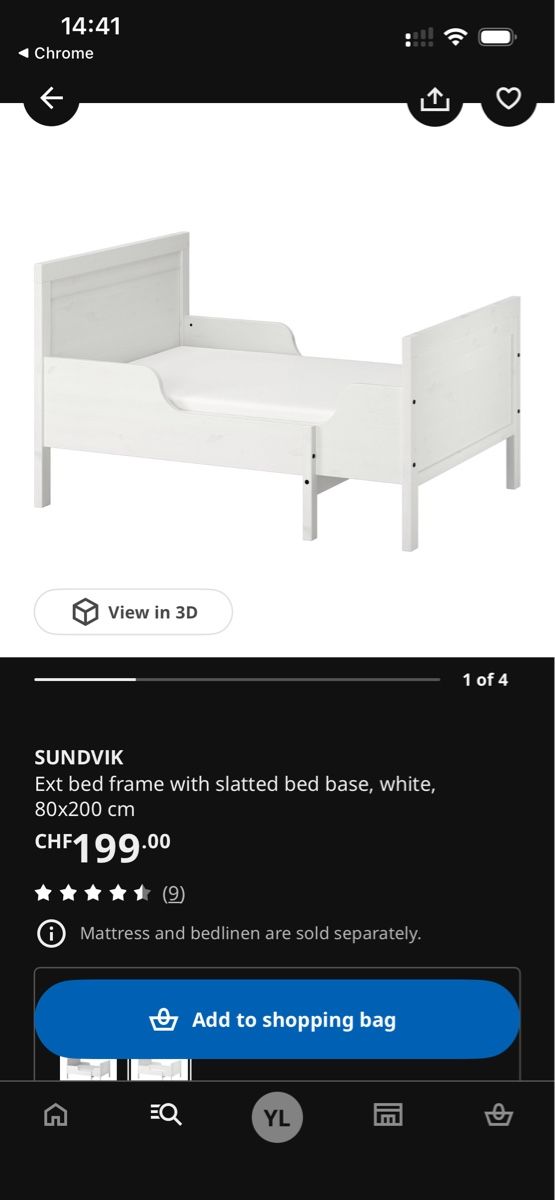 Ikea Lits: IKEA SUNDVIK Extendable Bed Frame, White, 90x200cm, Excellen – D'occasion à Cham par yin_95xl 3