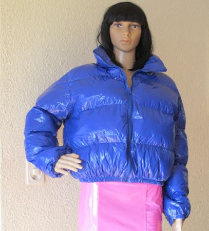 NEU blaue Lackjacke Winterjacke Puffy Coat Gr. XXL