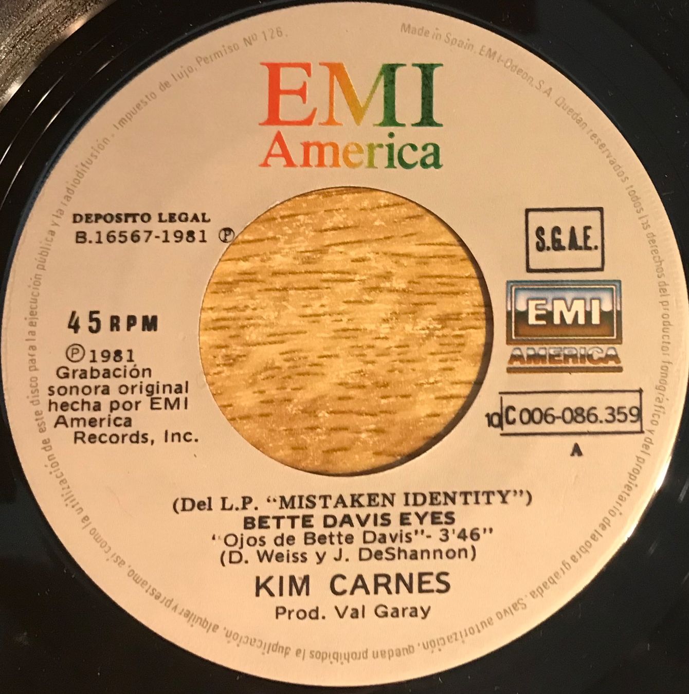 Schallplatten: KIM CARNES - BETTE DAVIS EYES – Gebraucht aus Bussigny von vinyl-pas-cher 2