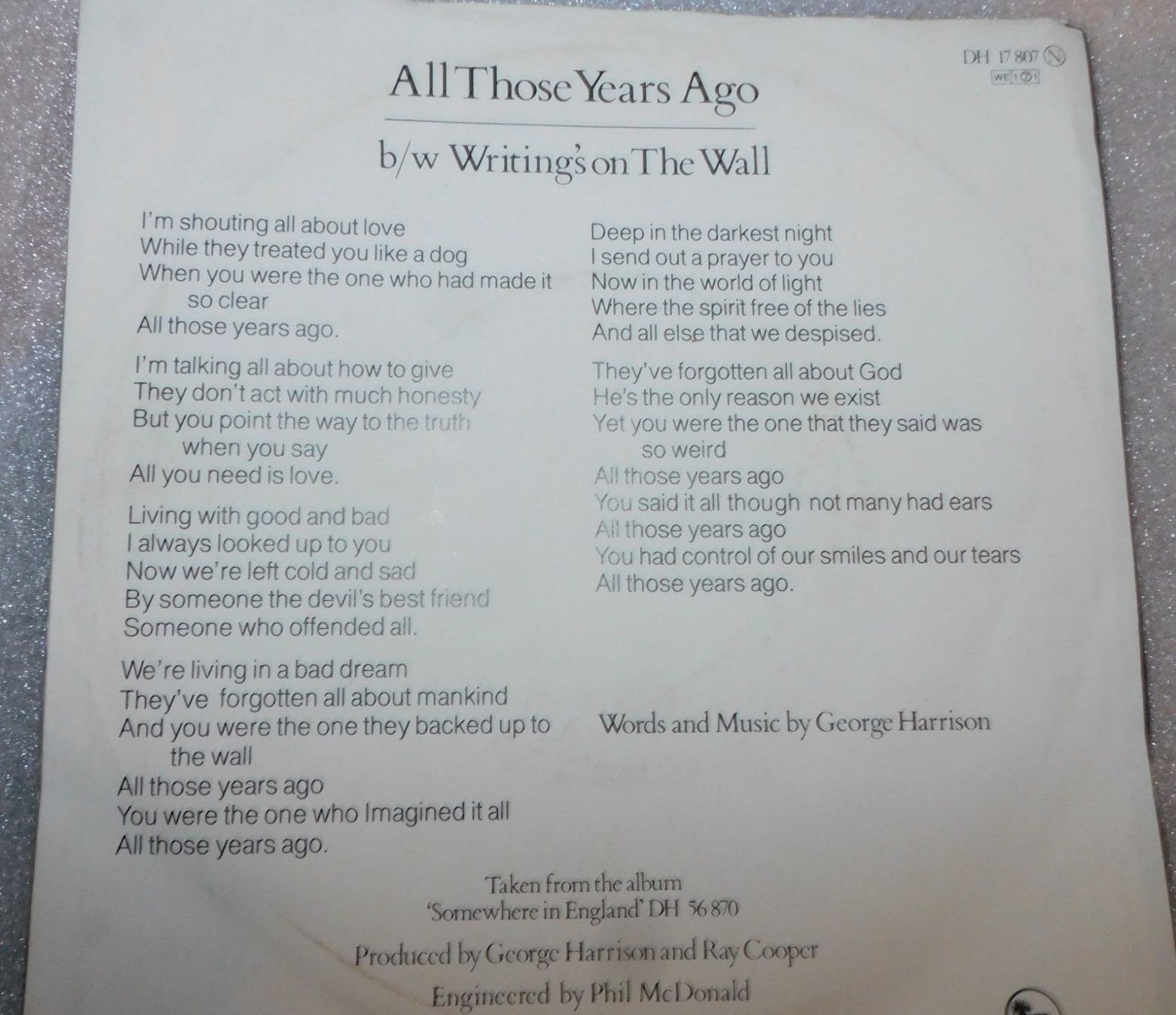 Dischi in vinile: Single George Harrison 1981 - All Those Years Ago – Usato da Sursee venduto da 76 4