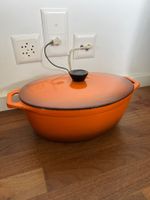 Emalco Bräter Topf Gusseisen Pfanne Oval Orange