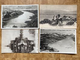 4 Cartes postales anciennes, Lac Léman et Nyon