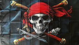 Piratenflagge rotes Kopftuch Skull Totenkopffahne Schiff