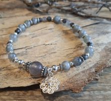 LABRADORIT - Edelsteinarmband - Silber - grau