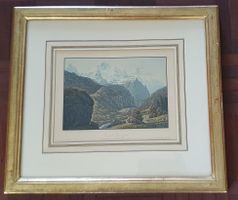 Bild - Jungfrau, Lauterbrunnen - altkolorierte Aquatinta