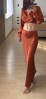 Damen 2 tlg.Satin Set  rostrot  S neu