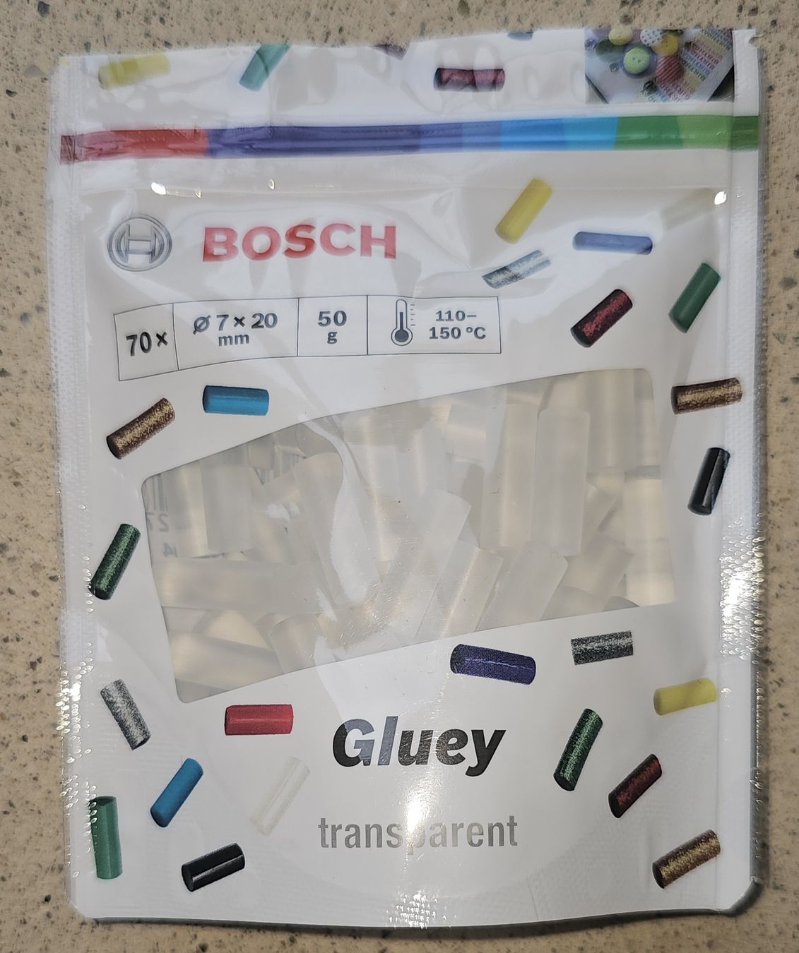 Bastelsets: Bosch Gluey Klebesticks Glitter, transparent, bunt 3 Pack. – Gebraucht aus Horgen von ste_sy7h 3