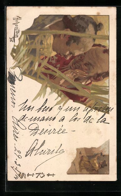Cartes postales: Adolfo Hohenstein: Männer flüstern im  – D'occasion à Berlin par bartko-reher