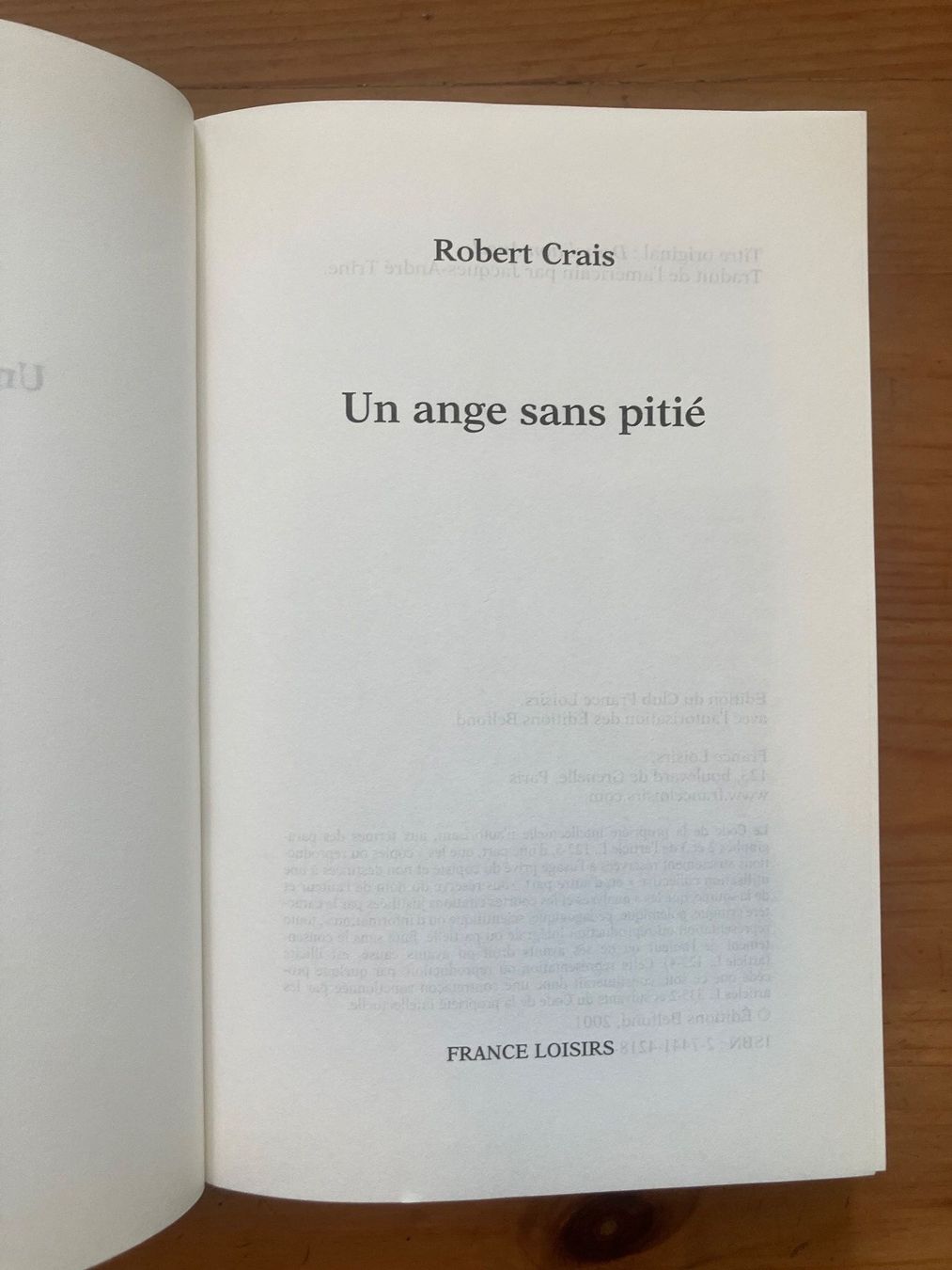 Libri: Un ange sans pitié (Robert Crais) – Usato da Meyrin venduto da Julien333 1