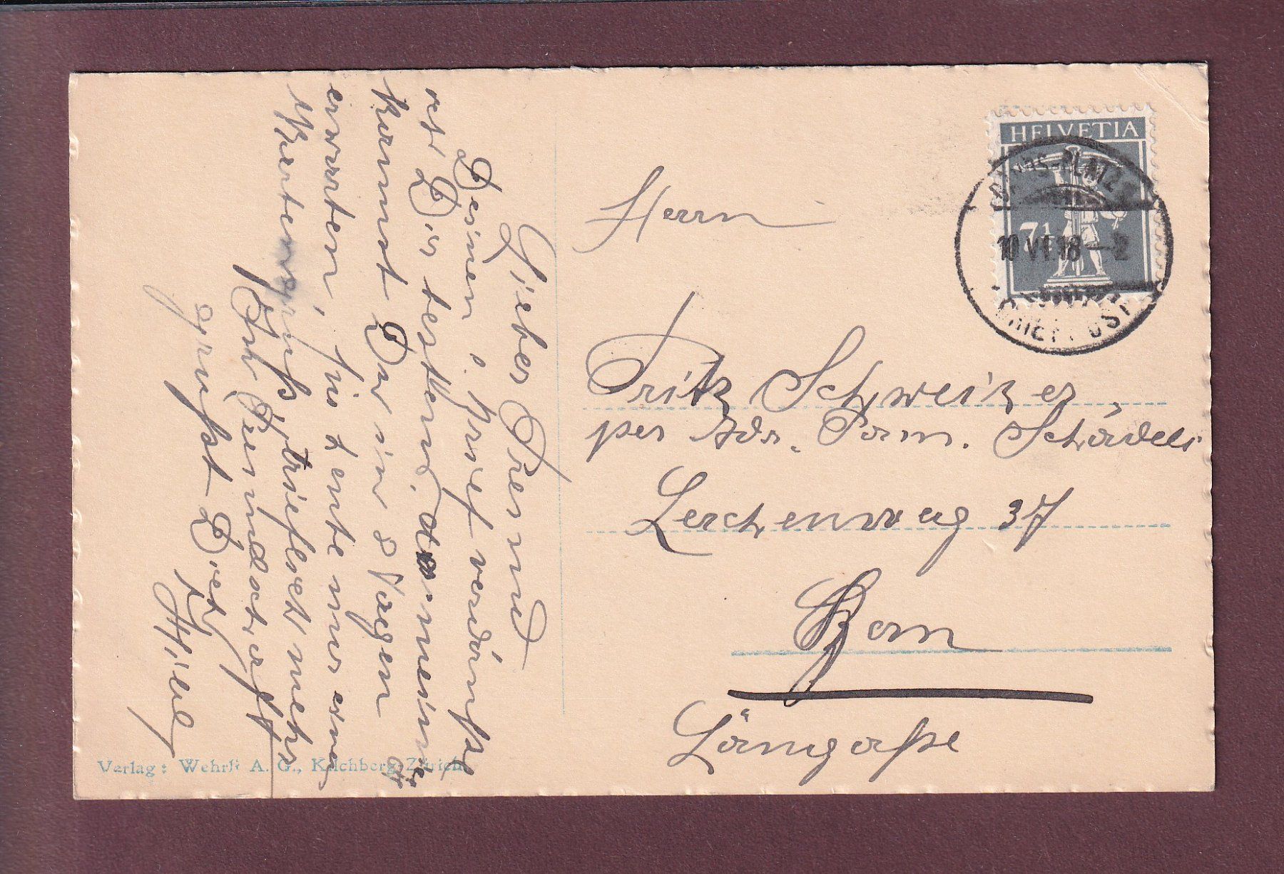 Cartoline postali: DAVOS - Fiescher auf Davosersee - 1918 //Eckbug // – Usato da Pully venduto da nicecards 1