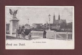 Gruss aus BASEL - Wettsteinbrücke - Kutsche