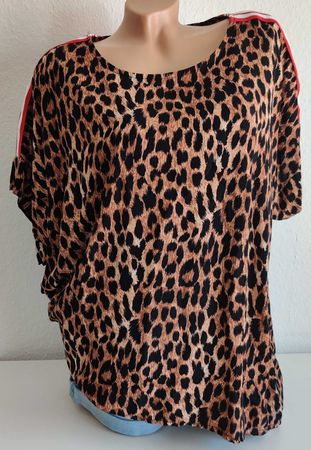 Leo Look Tunika Bluse mit Streifen EG 46-50 neu Kurzarm brau